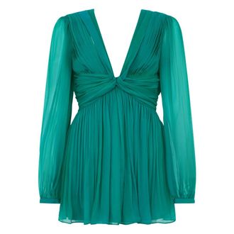 Alberta Ferretti Short dress with V-neck - female - Alberta Ferretti - Short Dresses - Green - S - Dresses