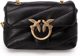 Pinko Pinko, Tassen, Dames, Zwart, ONE Size, Leer, Love Bag Micro Schoudertas
