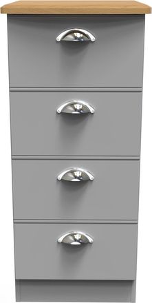 Welcome Furniture Westminster Ready Assembled 4 Drawer Tallboy in Grey Matt & Riviera Oak - Welcome Furniture | TJ Hughes