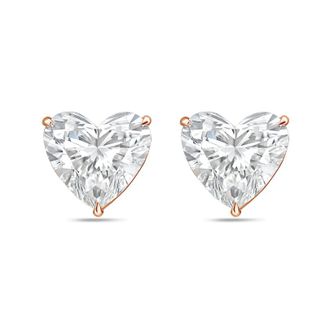 Diana M. Jewels 14Kt Rose Gold 10.00 cts Lab Grown Heart shaped Diamond Studs