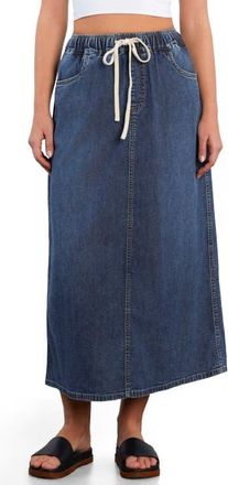 HINT OF BLU Effortless Denim Drawstring Maxi Skirt in Petal Denim at Nordstrom, Size X-Small