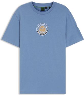 BOSS Relaxed-fit T-shirt in cotton with tennis artwork