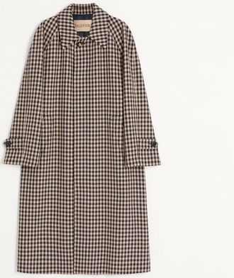 Valentino Single-Breasted Cotton And Wool Coat With Vichy Pattern