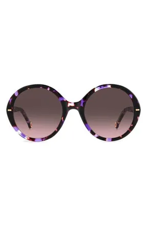 Carolina Herrera 55mm Round Sunglasses in Purple/black/grey Shaded at Nordstrom