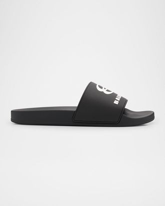 Balenciaga Mens Unity Logo Slide Sandals
