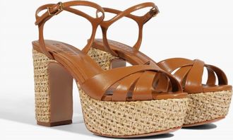 Schutz Womens Keefa Raffia Heel In Burnt Honey
