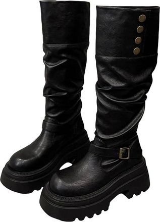 Generic Womens Knee High Boots Casual Low Heel Fashion Long Dress Shoes