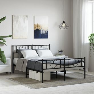 Berkfield Home Metal Bed Frame with Headboard & Footboard Black 150x200 cm King Size