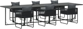 vidaXL Garden Dining Set 7 pcs Black Steel Vidaxl