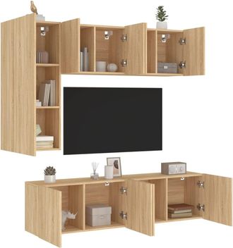 vidaXL Muebles De Tv De Pared 5 Pzas Madera De Ingenier&iacute;a Roble Sonoma Vidaxl