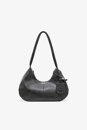 Ganni Grey Steal Medium Hobo Bag