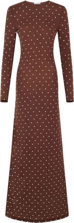 Paco Rabanne crystal-embellished maxi dress - women - Cupro/Elastane - 34 - Brown