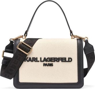 Karl Lagerfeld Simione Canvas Satchel in Natural/black at Nordstrom