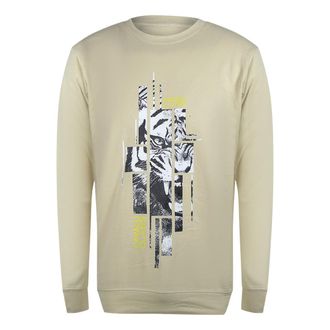 Cavalli Splintered Tiger Logo Beige Sweatshirt