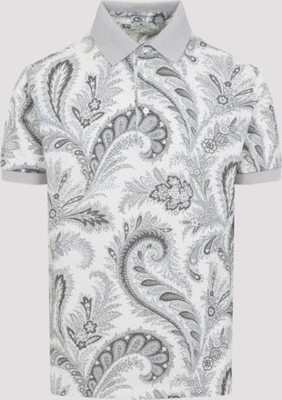 Etro Grey Floral Paisley Polo Shirt
