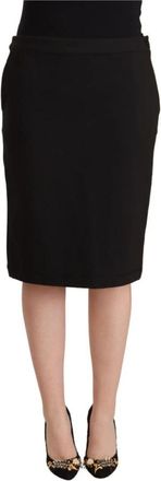 Gianfranco Ferre Chique Zwarte Pencilrok - Dames - Midirokken - Zwart - XL - Polyester - Rokken