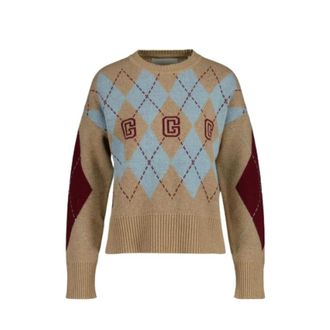 GANT Diamond Truien - Dames - Ronde hals truien - Bruin - S - Wol - Truien & Vesten