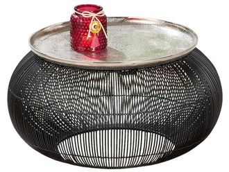 Gilde Salontisch Puntual Schwarz Silber H: 28 cm