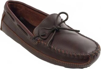 Minnetonka Mens Double Bottom Driver Cowhide Moccasin In Brown Smooth Leather