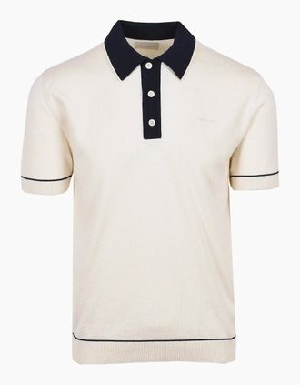GANT Mens GANT COTTON MODAL KNITTED POLO CREAM - Size: 44