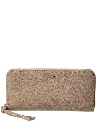 Fendi Fendi Zipper Around Peekaboo Large Leather Wallet