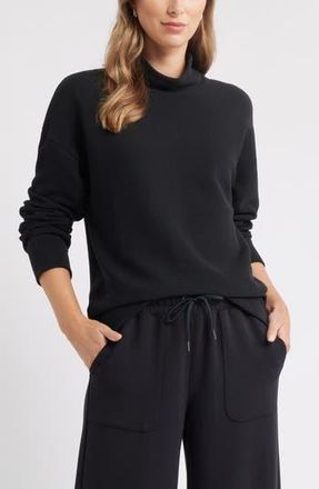 Caslon Mock Neck Ottoman Sweatshirt in Black at Nordstrom Rack, Size X-Small