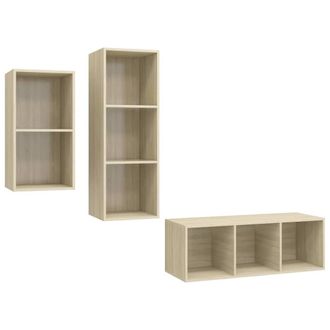 Berkfield Home 3 Piece TV Cabinet Set Sonoma Oak Engineered Wood in Light Oak