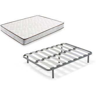 HOGAR 24 Tm63 - Colch&oacute;n + Somier Edra, Medida 140x190 Cm. Nucleo Alta Densidad Transpirable Con Tejido 3d Y Aloe Vera