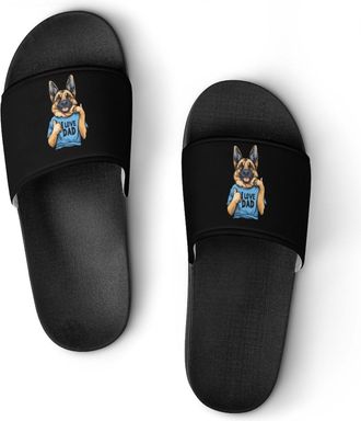 Generic German Shepherd I Love Dad Shower Shoes Slipper for Women Men Beach Slippers Quick Drying Non Slip Open-Toe Sandals