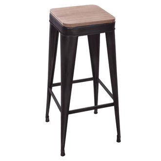 Atmosphera Taburete De Bar joris Negro - Metal Y Madera Atmosphera Cr&eacute;ateur DInt&eacute;rieur