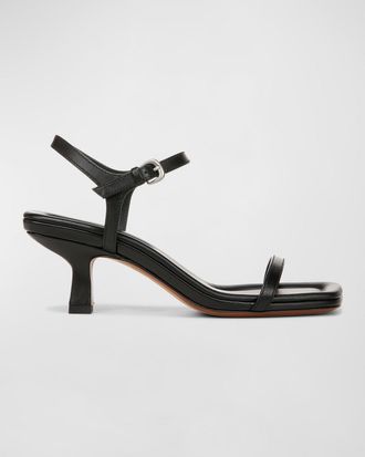 Vince Coco Leather Kitten-Heel Sandals