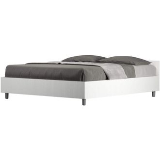 ITYhome Letto Matrimoniale - nuamo - Colore: Bianco Frassino - Dimensione Rete: 160x200 - Tipologia Letto: Con Rete e Contenitore