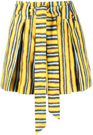 Roberto Cavalli striped tied-waist linen shorts - women - Linen/Flax - 38 - Yellow