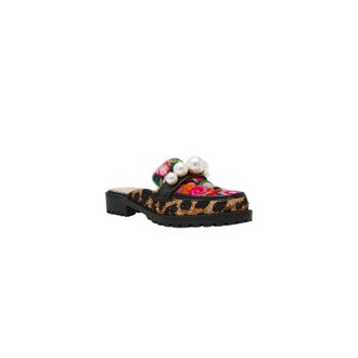 Betsey Johnson Womens Norah Lug Sole Mule In Leopard Floral