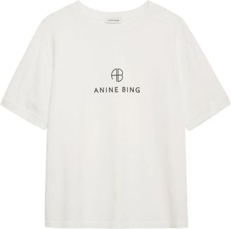 Anine Bing Jaylin T-Shirt Monogramm Elfenbein