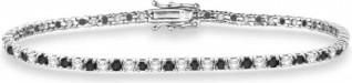 Allurez Alternating Diamond & Black Diamond Eternity Bracelet 14K White Gold (3.00ct)