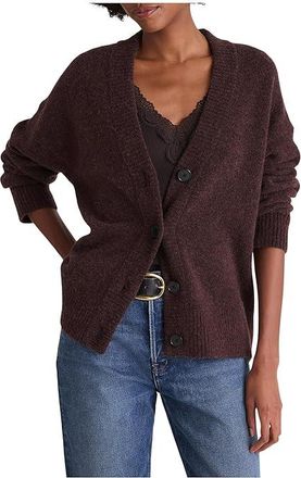 Madewell Charm V-Neck Lauren Longer Cardigan Womens Sweater Dark Umber : LG (Womens 10-12), Elastane/Polyamide/Viscose