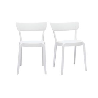 Miliboo Miliboo - Set De 2 Sillas Apilables De Pl&aacute;stico Blanco Para Interior/exterior Rios