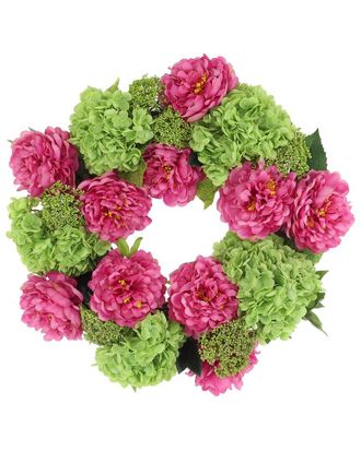Creative Displays Inc. 24In Real-Touch Hydrangea Wreath With Peonies & Sedum