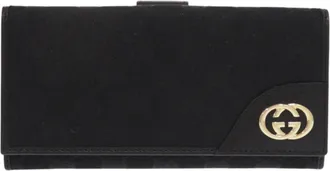 Gucci Black Gg Canvas Long Wallet (Bi-Fold) (Pre-Owned)