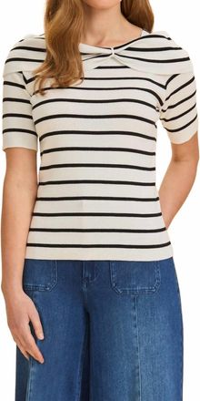 FDJ Boatneck Stripe Sweater In Black/white