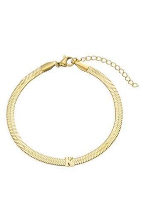 Adornia 18k Gold Plated Initial Herringbone Chain Bracelet in Gold-K at Nordstrom Rack