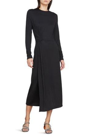Vince Side Twist Long Sleeve Knit Midi Dress in Black at Nordstrom Rack, Size Xx-Small