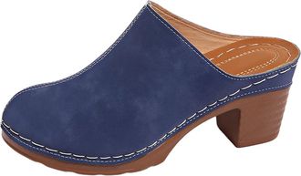 Generic Womens Heeled Sandals Closed Toe Comfortable Summer Shoes Solid Color Stylish Versatile Chunky Heel Classic Breathable Slip On Sandals Outdoor Beach