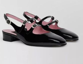 Carel slingback square toe patent low heel pumps