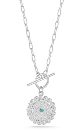 Glaze Jewelry Sterling Silver Evil Eye Toggle Necklace