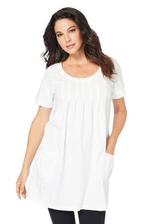 Roaman's Plus Size Two Pocket Soft Knit Swing Tunic in White at Nordstrom, Size 5X