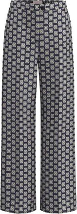 Marella Gedrukte Twill Broek - Dames - Wijde Broeken - Blauw - XS - Polyester - Broeken
