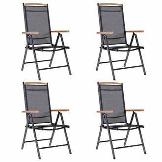 vidaXL Vidaxl - Sedie Da Giardino Pieghevoli 4 Pz In Alluminio E Textilene Nere