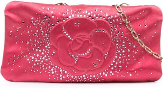 Chanel Pre-owned Womens Camelia Clutch Crystalembellished - Poppy Textile - One Size
